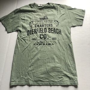 Deerfield Beach Co Flordia Charters Fish T-Shirt Sz S Green A2433